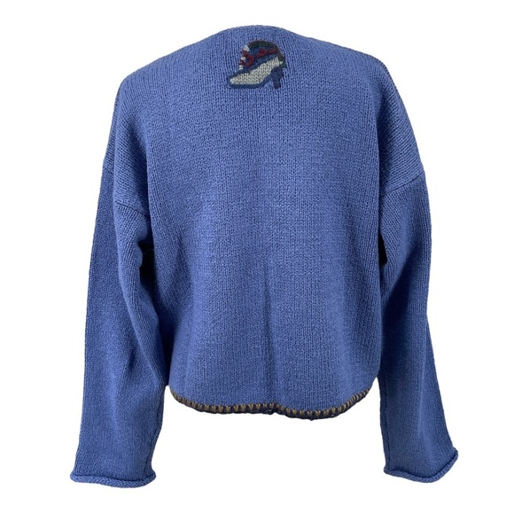 April Cornell Blue Cardigan with Multicolor Shoe Pattern - Picture 4 of 8